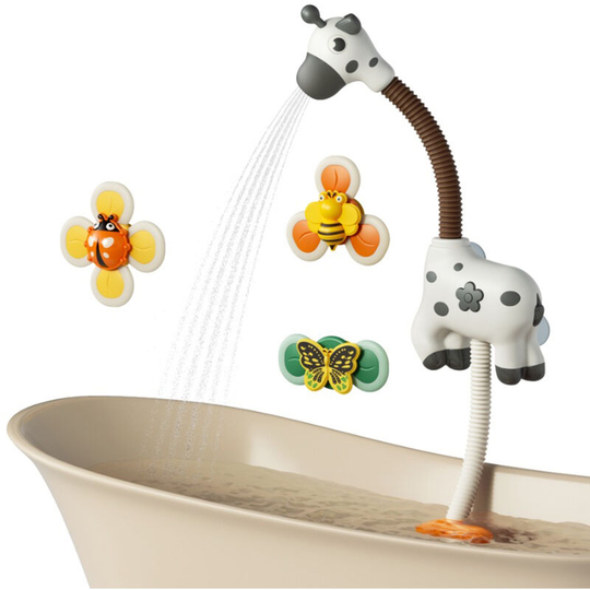 Baby Bath Toys with Shower Head Cute Giraffe Water Spray Shower Summer Bathtub Toy for Toddlers Kids, White&With Spinner Toys - White&With Spinner