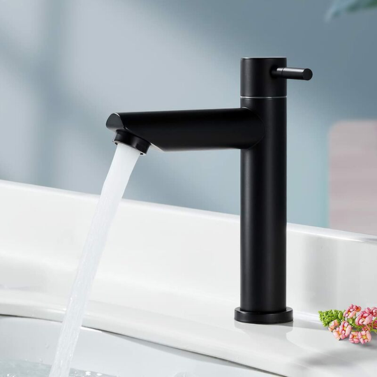 Bathroom Faucet Cold Water Only Matte Black Bathroom Sink Faucet Modern Style Stainless Steel Cold Water Faucet Applicable Range