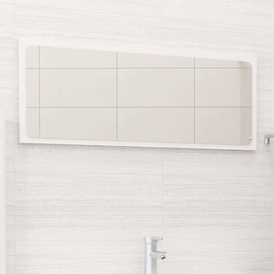 Bathroom Mirror High Gloss White 90x1.5x37 cm Chipboard FF804627_UK - Topdeal