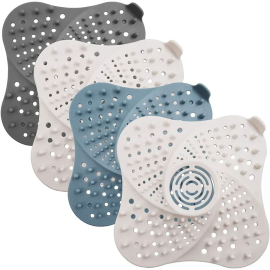 Perlerare - Set of 4 Shower Drain Covers with aifuda Rubber Stickers for Kitchen Sink and Bathroom