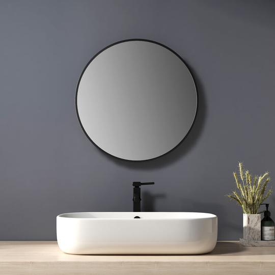 Bathroom Mirror Φ50cm Round Mirror Wall Mirror Black Wall Decoration for Bathroom Bedroom Living Room Entrance - Heilmetz