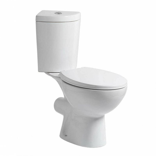 Corner close coupled toilet inc soft close seat - White - Clarity