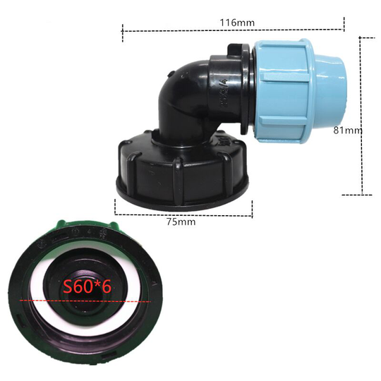 Tank Water Hose Connector Garden Lawn Hose Adapter Household Faucet Fitting Tool (25mm Elbow Adapter)