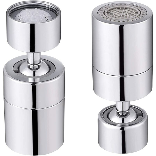 Kitchen Sink Faucet Aerator Dual Rotating Brass Ball 80° Wide Angle Adjustable 2 Spray Functions Soft Bubble Flow Faucet Aerator/Electric Spray