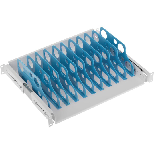 Rackmatic - Removable shelf for 19 rack cabinet with 10 divisions for laptop or tablet 350 mm