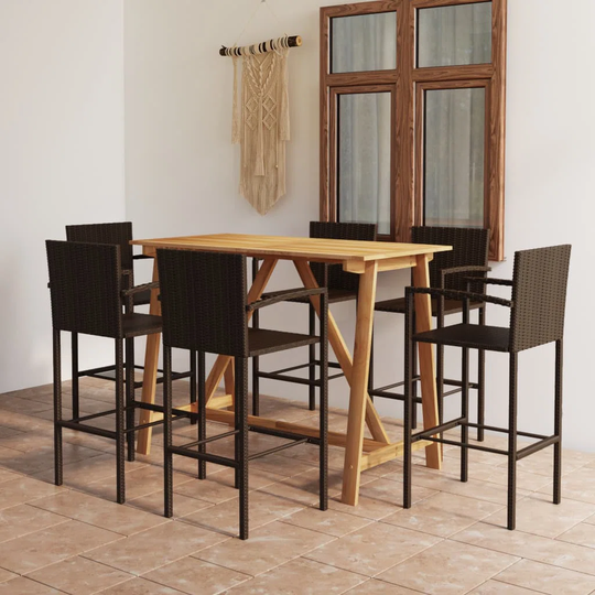 7 Piece Garden Bar Set Black