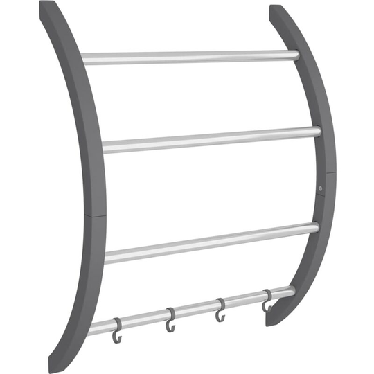 Towel Rack with Hooks Silver 56x16x72 cm Aluminium Vidaxl Silver