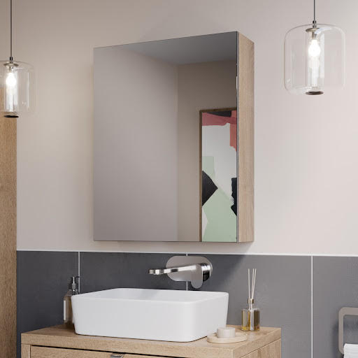 Vitusso Wood Bathroom Mirror Cabinet 600mm