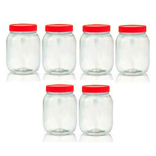 Symple Stuff 6 X 750 Ml BPA FREE Plastic Pet Jar Herbs Storage Spice Containers Canister