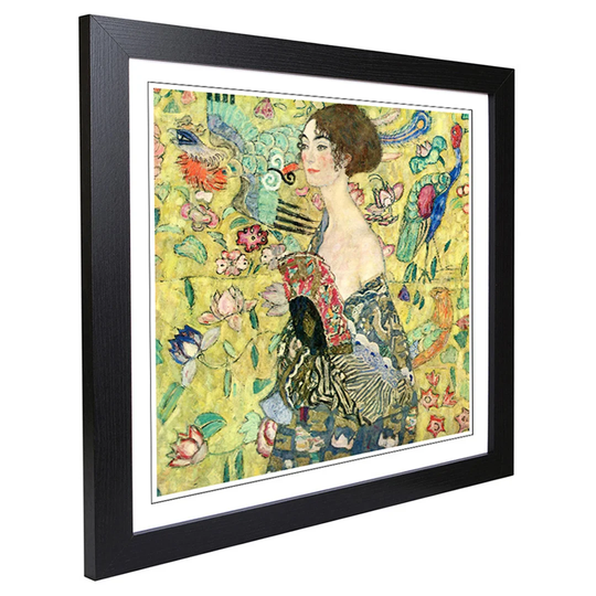 Lady with a Fan by Gustav Klimt Framed Painting Print