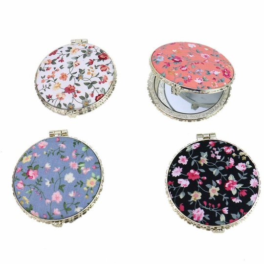 Set of 4 Retro Floral Makeup Mirror for Handbag, Folding Compact Travel Pocket Beauty Makeup Mirror