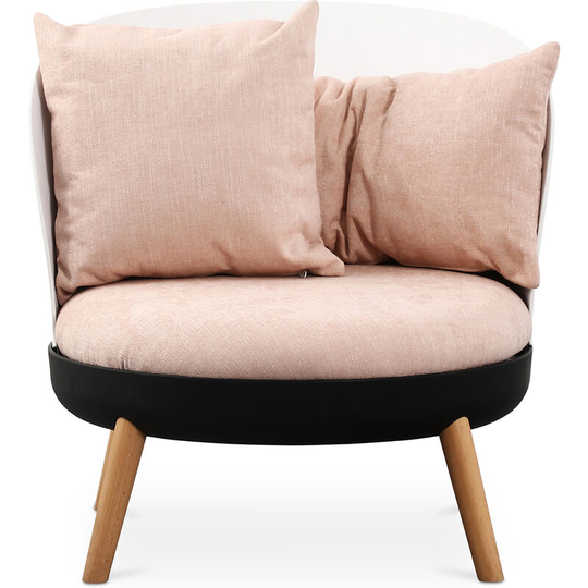Privatefloor - Scandinavian Design Armchair - Bella Pink Beechwood, pp, Linen - Pink