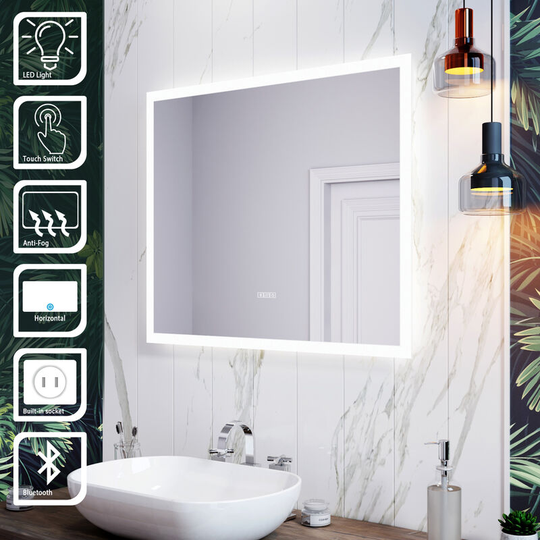 Elegant - Bluetooth Speaker led Illuminated Mirror 600x500mm with Shaver Socket