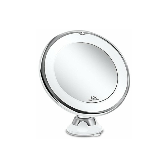 10x led Lighted Magnifying Mirror with Strong Suction Cup, Battery Operated - Make Up Mirror with Dimmable Natural Light for Bathrooms(White)