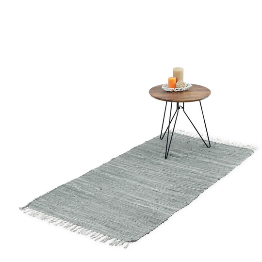 Relaxdays flatweave rug, made of cotton, anti-slip, runner with tassels, floor rug, size 70 x 140 cm, grey