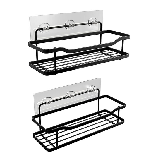 2 Pcs Bathroom Rack No-Puncture Shower Toilet Gel Storage Rack Wall Mounted Kitchen Seasoning Rack