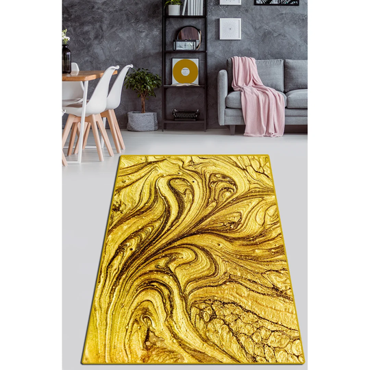 Angelos Honey Foam Shaggy Yellow/Black Rug