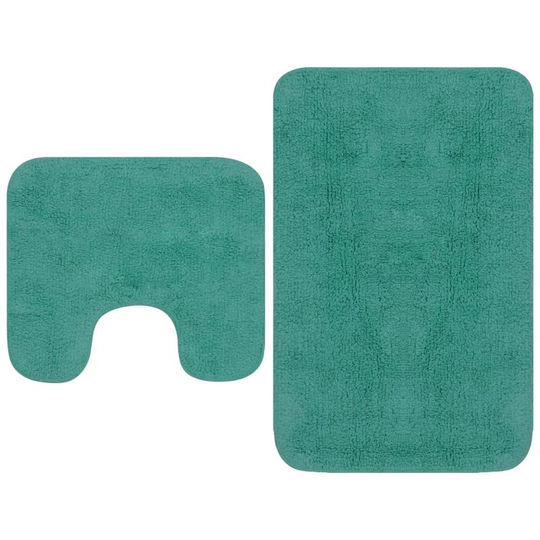 Asupermall - Bathroom Mat Set 2 Pieces Fabric Turquoise