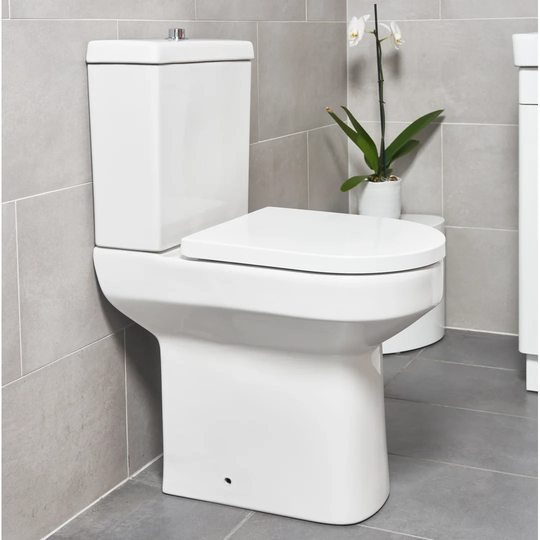 Baver Close Coupled Toilet Button Flush and Soft Close Seat