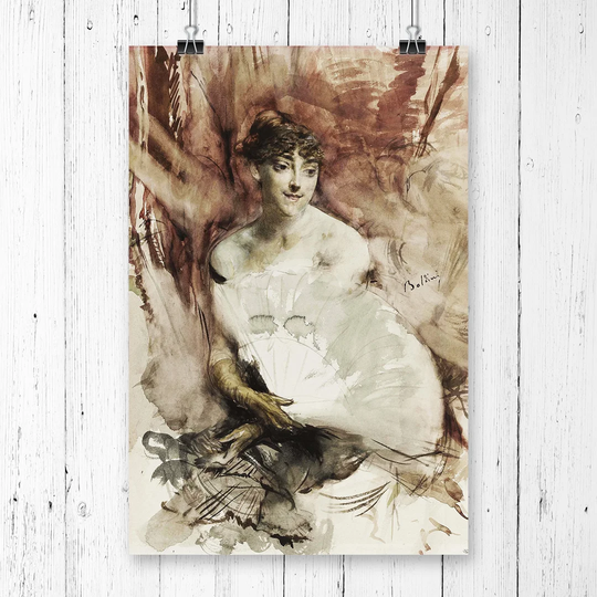 'Woman with a Fan' by Giovanni Boldini Painting Print