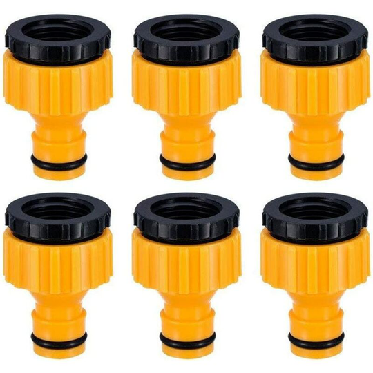 Perlerare - Plastic 3/4'' and 1/2'' bsp 2in1 Hose Nozzle Threaded Flow Tap Connector Threaded Faucet Adapter 6 Pack