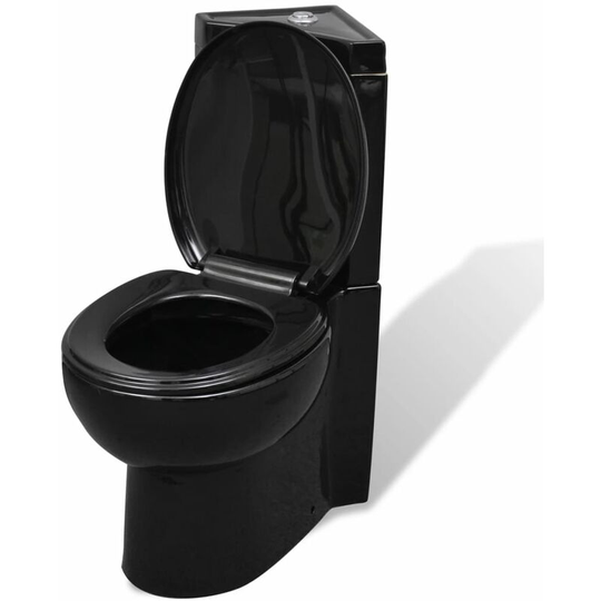 WC Ceramic Toilet Bathroom Corner Toilet Black vidaXL - Black