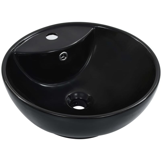 Wash Basin with Overflow 46.5x18 cm Ceramic Black VD05790 - Hommoo