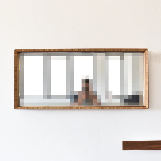 Lighted Wood Framed Wall Mounted Bathroom Mirror in Brown