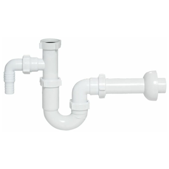 Basic Basin P-Trap Bathroom 32mm Plastic Sink Waste Washing Machine Input