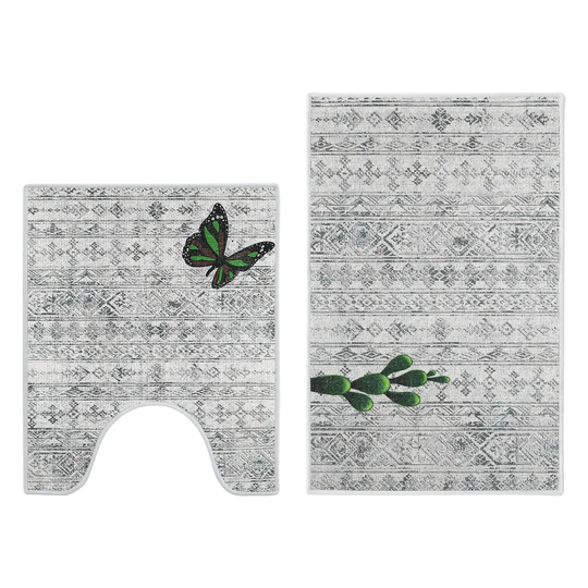 Lorelle 2-Piece Designer Print Bathroom Shape Rugs