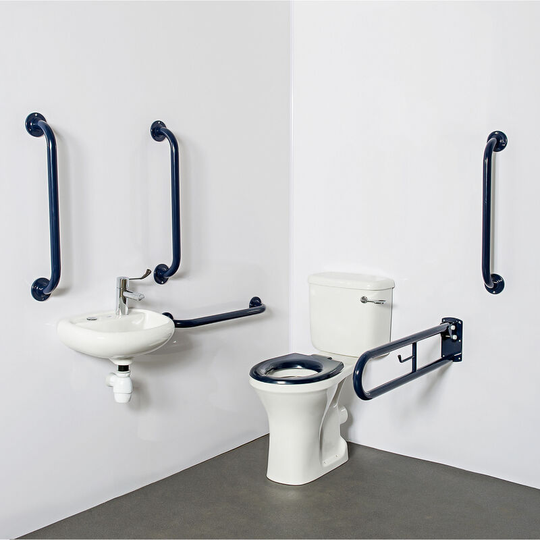 NymaPRO Close Coupled Doc m Pack White - 5 x Dark Blue Grab Rails - Nymas