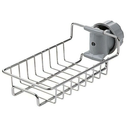 Faucet Storage Rack Sponge Holder, Sink Caddy Organizer for Kitchen & Bathroom Accessories, Stainless Steel Hanging Storage Rack, Soap Dish Brush
