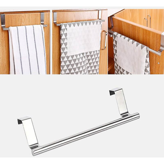 Towel rack on kitchen cabinet door towel rack bar hanging rack bathroom shelf bracket home organizer long wall hook (23.5*2cm)