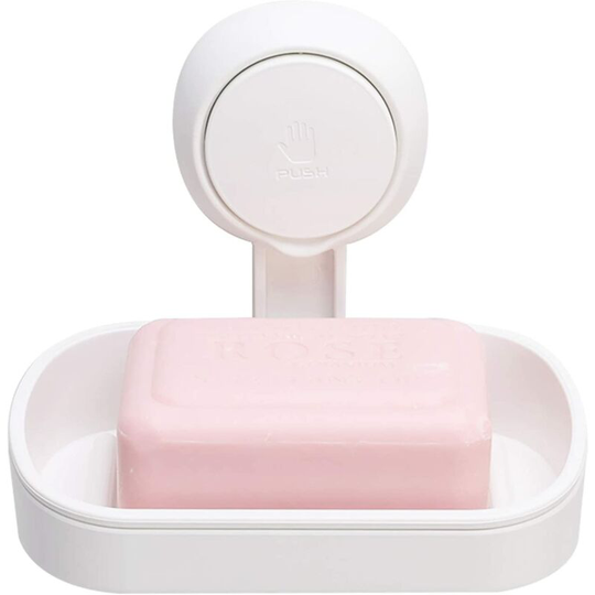 Suction Cup Soap Dish Powerful Vacuum Suction Soap Holder, Strong Sponge Holder for Shower, Bathroom, Tub and Kitchen Sink, Drill-Free, Removable