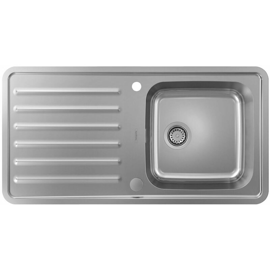 S41 Kitchen Sink Single Bowl Drainer Stainless Steel Inset Integrated - Silver - Hansgrohe