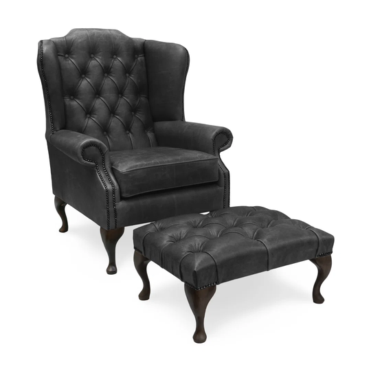 Hohman Leather Armchair and Footstool