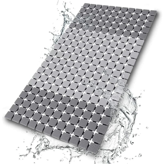 27.5 x 15.7 In Non Slip Bathtub Mat, with Suction Cups and Drain Holes Bath Mat (Gray Massage)