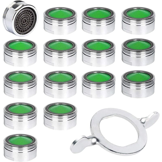 15pccs Faucet Faucet, Stainless steel M24 Tap Aerator with abs filter, Water saving Economy Broke Jet Tap Kitchen And Bathroom Material+15 Joints and