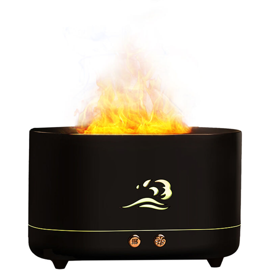 Superseller - Flame Mist Humidifier Aromatherapy Essential Oil Diffuser Quiet Cool Mist Humidifier, Black - Black