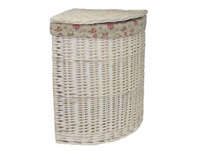 Corner Garden Rose Lining Wicker Laundry Bin
