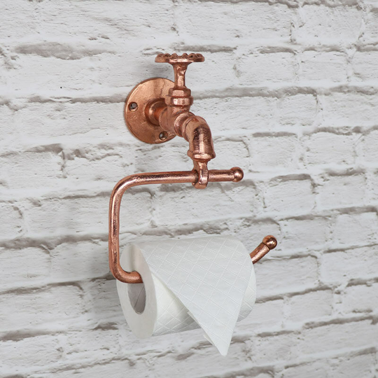 Copper Metal Tap Toilet Roll Holder - Copper