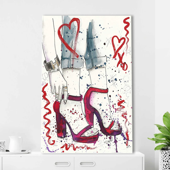 Red Shoes by Jodi - Wrapped Canvas Painting Print