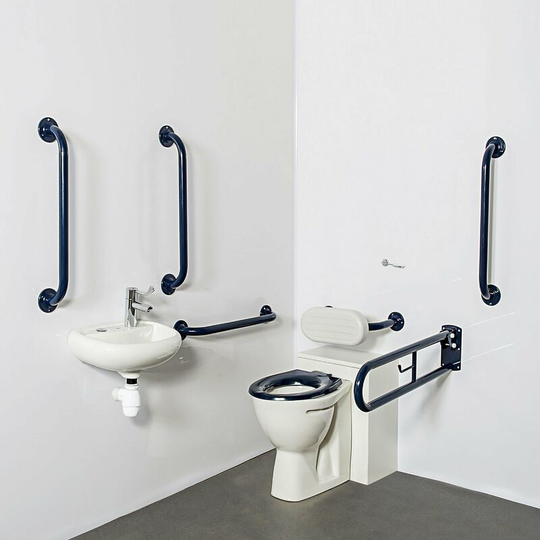 NymaPRO Back to Wall Doc m Toilet Pack with Steel Grab Rails and TMV3 Valve - Dark Blue - Nymas