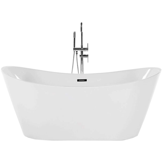 Beliani - Modern Bath Tub White Acrylic Oval Overflow System Freestanding 170 cm Antigua - White
