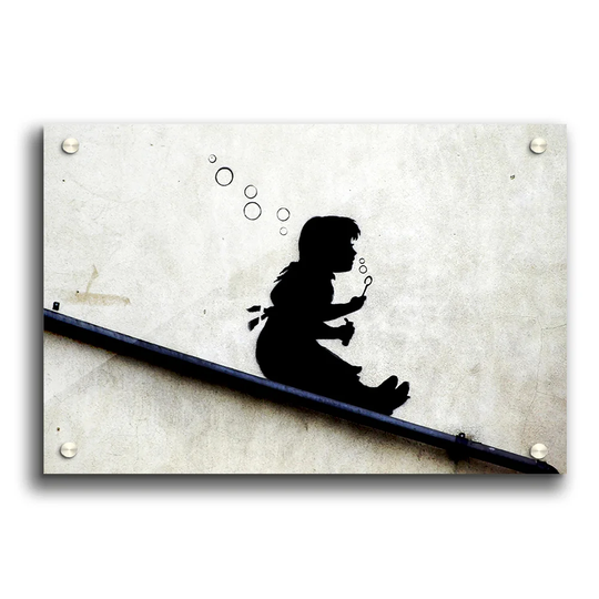 Drain Pipe Bubble Girl by Banksy - Graphic Art Print on Paper