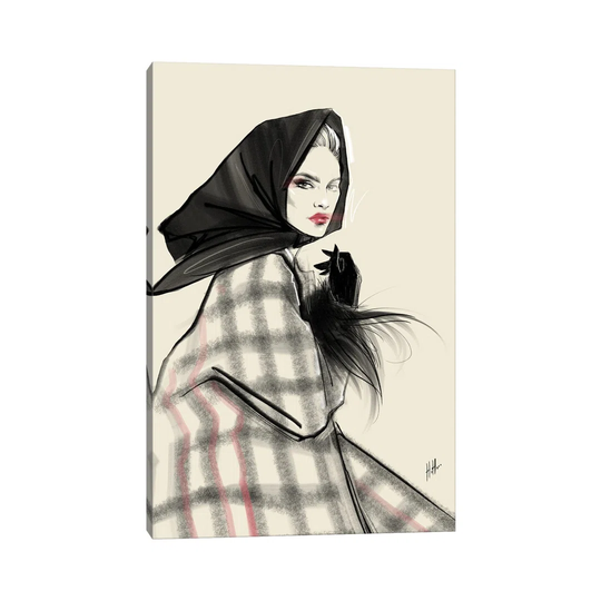 60's Retro Chic by Natalia Nagibina - Wrapped Canvas Drawing