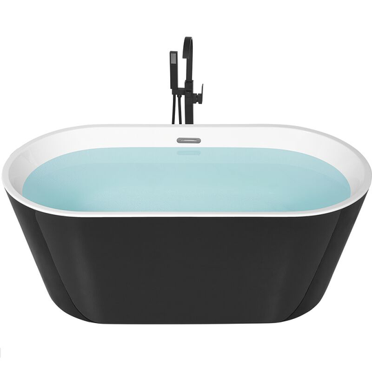 Beliani - Modern Freestanding Bathtub Acrylic Oval Overflow System 150 cm Black Havana - Black