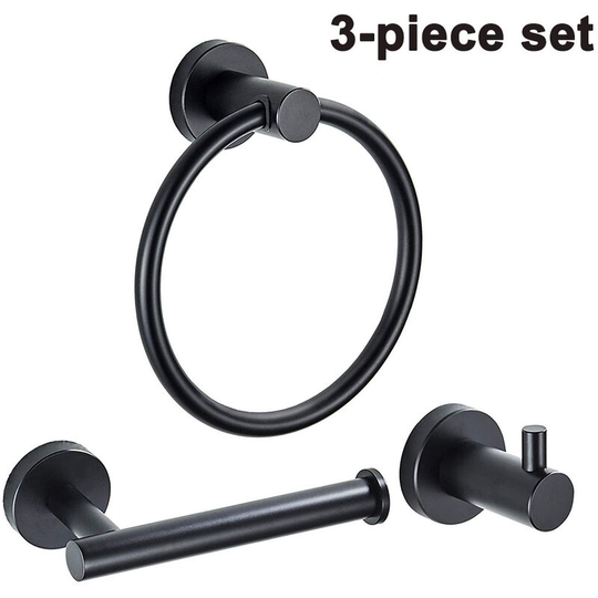 Bathroom Hardware Set 3 Piece-Robe Hook, Hand Towel Holder and Toilet Paper Holder for Bathroom Towel Rack Heavy Duty Towel Hanger Wall Mounted