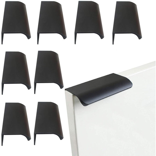 8 Invisible Cabinet Handles, Integrated Concealed Sliding Edge Sealed Handles For Doors, Drawers, Cabinets, Black (120 x 32 x 18mm) - Litzee