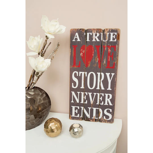 True Love Story Textual Art Print on Wood